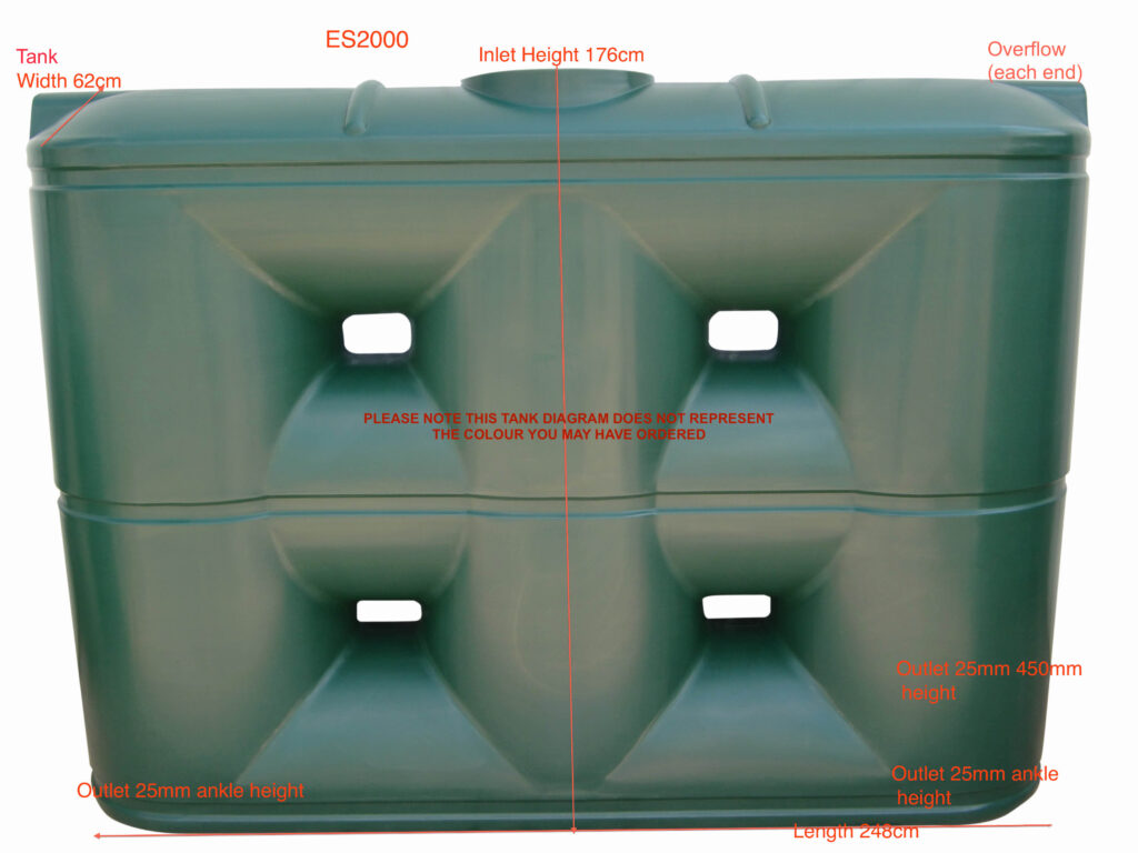2000 Litre Tank slimline water tank 620mm wide