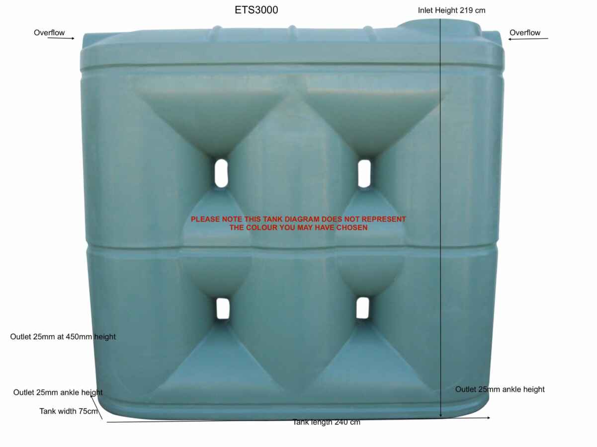 3000 Litre Tank slimline water tank 750mm wide